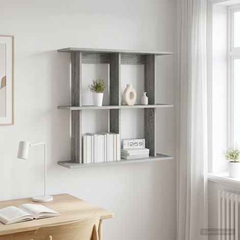vidaXL Wall Shelf Wall-Mounted Grey Sonoma 100 x 20 x 75 cm (1/5)