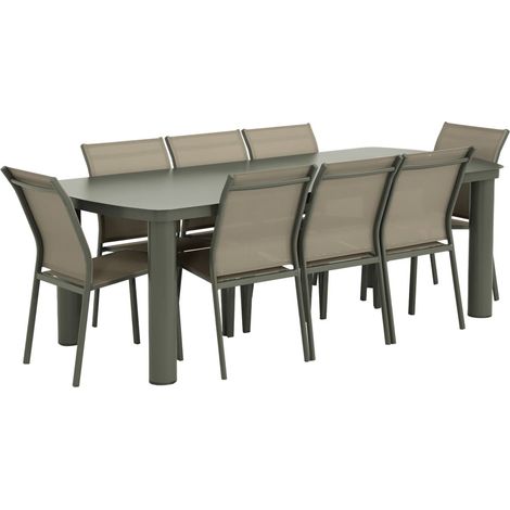 sweeek - Gartentisch aus Aluminium 225cm + 8 Stühle