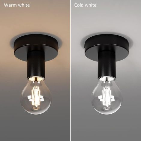 2 Stück E27 Retro-Industrie-Deckenleuchten, max. 40 W, schwarze Metall-Deckenlampen, Vintage-Deckenstrahler für Wohnzimmer, Schlafzimmer, Küche, Flur, Leuchtmittel nicht enthalten (1/4)