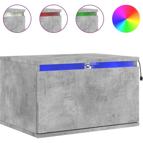 Comodino sospeso con luci LED con cassetto 50 x 36 x 30 cm MDF grigio DEC034197