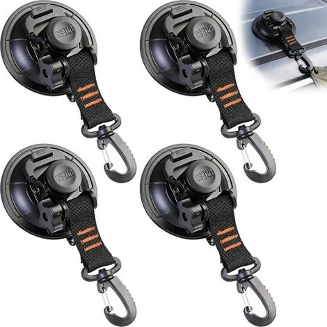 4 robusti ancoraggi a ventosa con ganci rimovibili per teloni da campeggio, tende da sole per auto e per fissare oggetti (1/4)