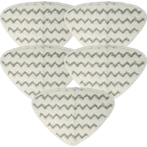 5x Housses de rechange remplacement pour pour nettoyeur à vapeur, balai vapeur - microfibre, gris / blanc (1/5)