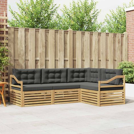 vidaXL Outdoor-Sofagarnitur 4 Stk. Weiß und Anthrazit Polyester (1/5)
