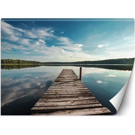 Fototapete, Blick vom Pier auf den See und den Wald – 300x210 (1/5)