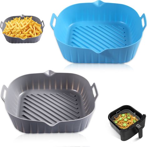 Set di 2 tappetini da forno quadrati in silicone da 22 cm, antiaderenti, riutilizzabili, realizzati in silicone alimentare, per pentole, teglie da forno, cestelli, ciotole e accessori per forni e frig