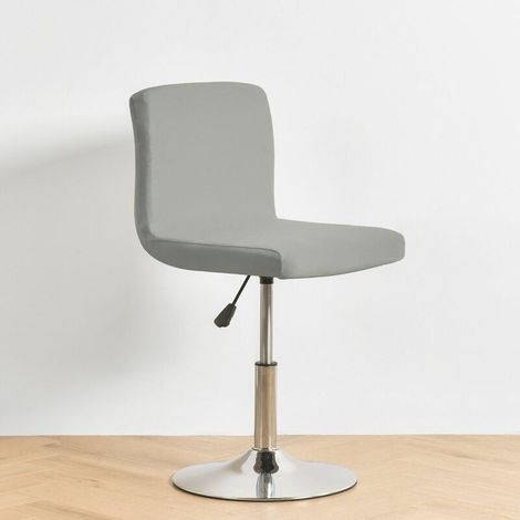 Funda de taburete de bar con respaldo elástico para silla de comedor giratoria gris (1/4)