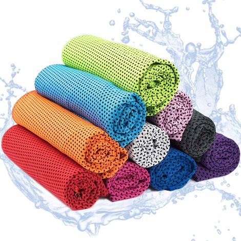 10 PCS Serviette rafraîchissante, Serviette rafraîchissante en Microfibre, Serviette de Refroidissement, Serviette de Sport, pour Le Yoga, Le Golf, la Plage, l'entraînement, Les Voyages (1/5)