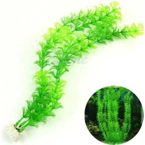 Plante Aquatique Artificielle - Hauteur 32 Cm - Base Poids Intégrée - Pour Aquarium Poissons - Vert - 1 Pièce (1/5)