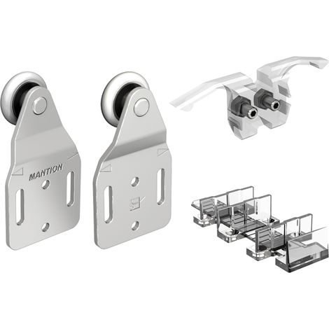 Mantion – Rail de porte coulissante pour 2 panneaux – Fixation sur plat – Épaisseur panneaux 16-40 mm – Charge max 40 kg – TUB402 (1/2)