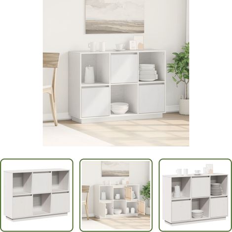 Rangement salon - Buffet Blanc 110,5x35x80 cm Bois massif de pin (1/5)