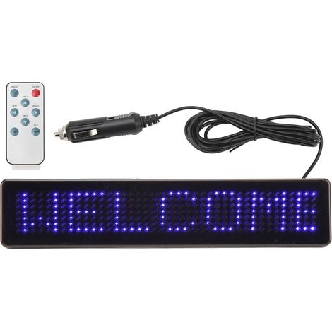 Panneau publicitaire LED programmable pour véhicules avec télécommande, alimentation DC5-12V Z741B, police bleue (1/4)