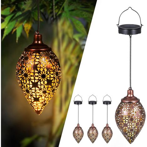 Lot de 4 lanternes solaires étanches IP44 pour décoration de jardin, terrasse, terrasse (1/5)