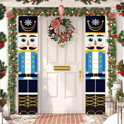 Décorations de Noël Casse-Noisette, Bannière Casse-Noisette, Décorations de porte et de porche, Bannière Soldat Casse-Noisette 30x180cm (1/5)