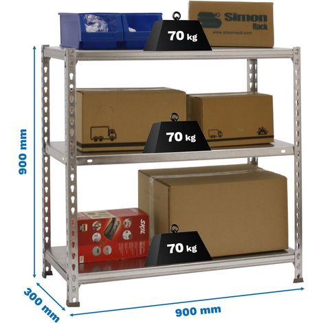 Simonrack Metallregal verzinkt drei Ebenen robust
