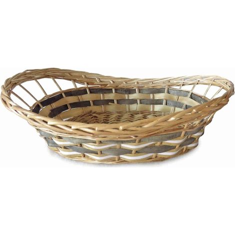 Cesto da confezionamento ovale in vimini grigio con manico, 51x36x12 cm (kit da 5)
