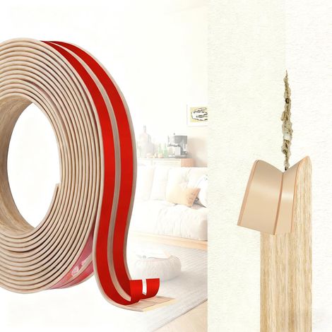 Baguette d'angle Autocollante PVC, Protection Flexible pour Murs et Meubles, Cornière Moulure Murale Profilé de Bord Souple pour Plafonds, Sols et Portes (1/5)