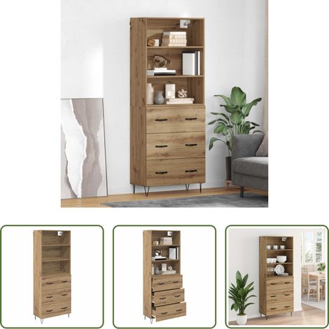 vidaXL Buffet salle à manger - Haut Armoire 2 pcs Chêne artisanal Bois d'ingénierie (1/5)