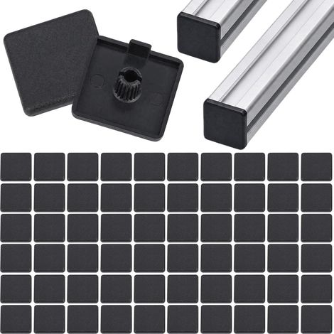 Lot de 40 embouts profilés en aluminium - Pour meubles, étagères, établis et accessoires - En profilés d'aluminium (40 x 40 mm) (1/5)