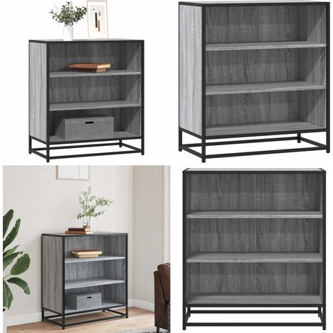 vidaXL Sideboard Grau Sonoma 68x35x76 cm Holzwerkstoff und Metall (1/5)