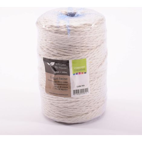 Ficelle, Blanche, 3 mm x 100 m, Fil à Macramé en Coton Mélangé pour des Projets pour le Jardin, la Décoration Bohème Chic, la Création de Bracelets d'amitié et des projets DIY (1/5)