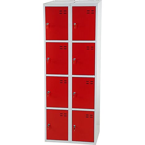 Garderobenschränke mit kleinen Fächern - 8 Türen - Rot - 4011071343