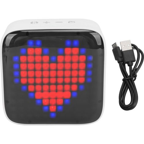 Enceinte Bluetooth Mini Rétro Style Pixel, Lumière LED Colorée, Haut-parleur Portable Sans Fil Gris pour Chambre Bureau Dortoir Extérieur (1/5)