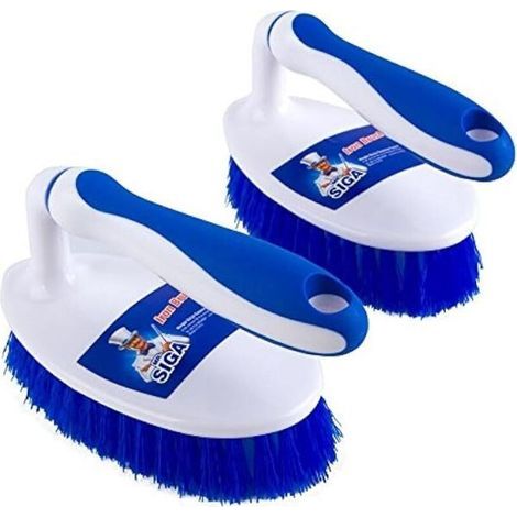 Set di 2 spazzole per la pulizia professionale ZOLGINAH con impugnatura ergonomica. Colore: bianco e blu.