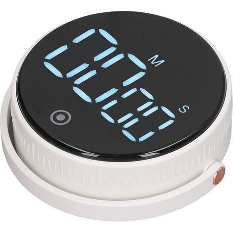 Minuteur de Cuisine Numérique Aimanté Grand Écran LED Rétroéclairé pour Enfants Salle de Classe Compte à Rebours Volume Réglable Cuisson Sport Blanc (1/5)