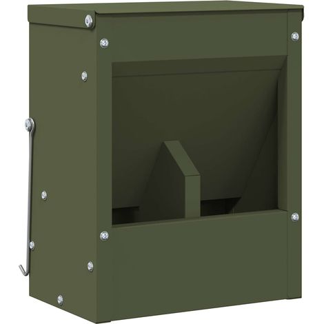 Rabbit Feeder Olive Green 20 x 12.5 x 25 cm Cold-Rolled Steel vidaXL
