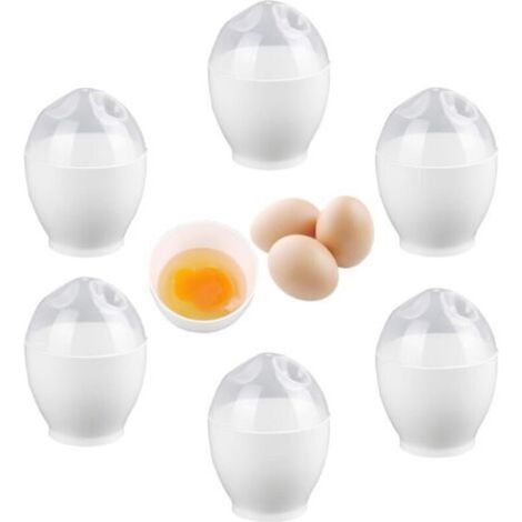 6 Pièces Pocheuse Oeuf Easy Egg Cooker pocheuses à œufs en Plastique Cuit Oeuf Micro Onde Poêle pour Micro OndesAntiadhésive Réutilisables avec Couvercle SansBPA (1/5)
