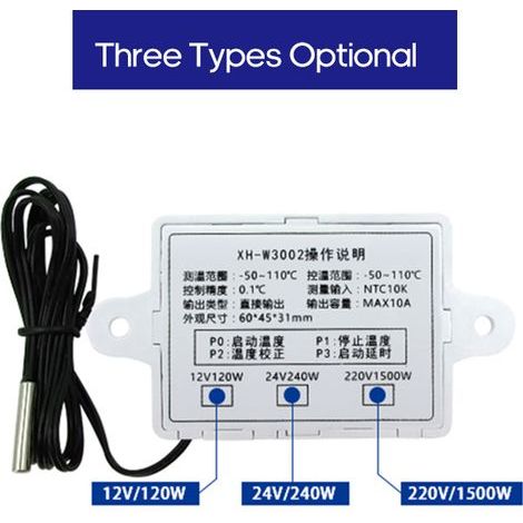 Micro-ordinateur numérique Led Intelligent, contrôleur de température, Mini interrupteur de Thermostat avec sonde de capteur résistante à l'eau, XH-W3002 (1/5)