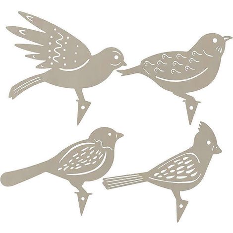 Silhouettes d'oiseaux en métal rouillé, décoration de clôture de jardin, pic-vert, jardinage, merle d'Amérique, art en métal, décoration de cour, oiseau en acier (1/5)