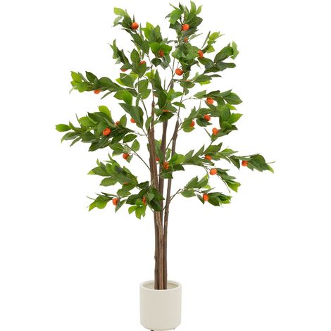 ML-Design Plante Orange Artificielle 160 cm Faux Arbre Oranger Décoratif Imitation Réaliste en Plastique avec Fruits d'Oranger Pot Inclus pour Intérieur ou Extérieur Deco Maison Salon Cuisine Bureau