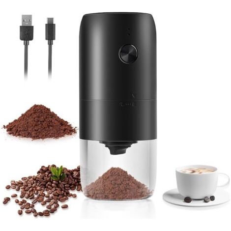 Moulin à Café Electrique, USB Rechargeable Moulin a Cafe, Rugosité Réglable Broyeur Café Portable Moulin à Café