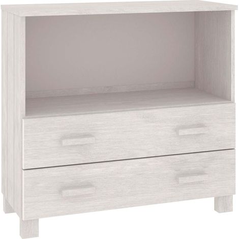 Sideboard/Anrichte/Buffet HAMAR Weiß 85x35x80 cm Massivholz Kiefer LXWW134836 (1/5)