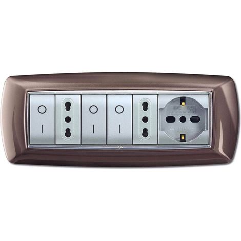 placca coprinterruttore in alluminio notte 'mylife' 7 moduli