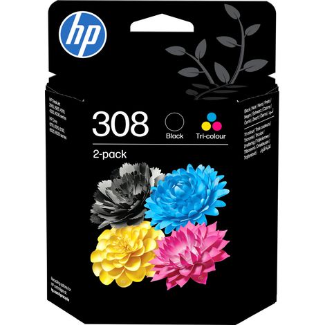 HP Paquete de 2 Cartuchos de Tinta Original 308 negra/tricolor (1/5)
