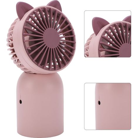 Ventilateur portable en forme de chat mignon, rechargeable par USB, avec un seul bouton, mini ventilateur portable idéal pour les enfants et les voyages. (1/5)