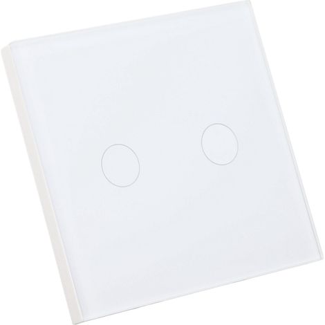 2-fach Wandschalter mit Kontrollleuchte, Bedienfeld aus gehärtetem Glas, Touchscreen-Lichtschalter, 110–240 V AC, Weiß (1/5)