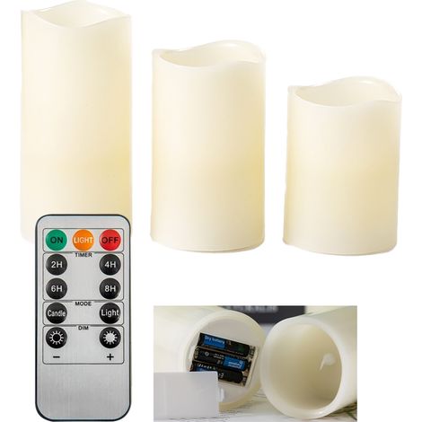 Lot de 3 bougies pour la décoration intérieure, anniversaire/fête/jardin/décoration de Noël (fonctionne avec des piles et est fourni avec une télécommande) (1/5)