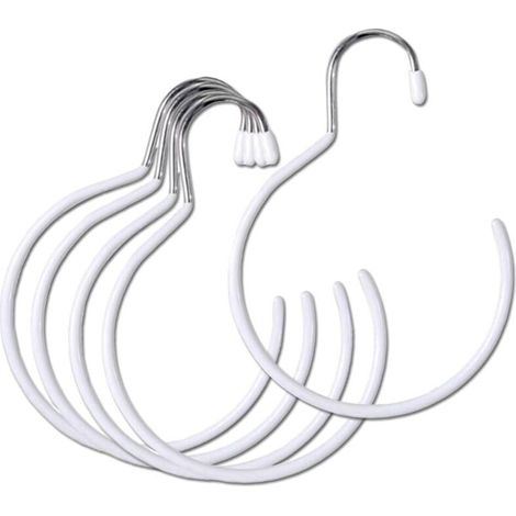 Cintre d'Écharpe Rond 5 Pièce Porte Ceintre Porte Foulard Porte Chapeau Cintre Cravate Porte Cravate Cintre Foulard Anneaux Rangement Foulard Crochets Anneaux Suspendus Porte Écharpe,Blanc