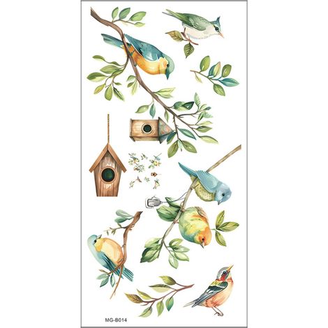 Autocollant Fenêtre Oiseau - PVC Électrostatique Double Face - Décor Printemps pour Vitre Miroir Carrelage - 30 x 60 cm (1/5)