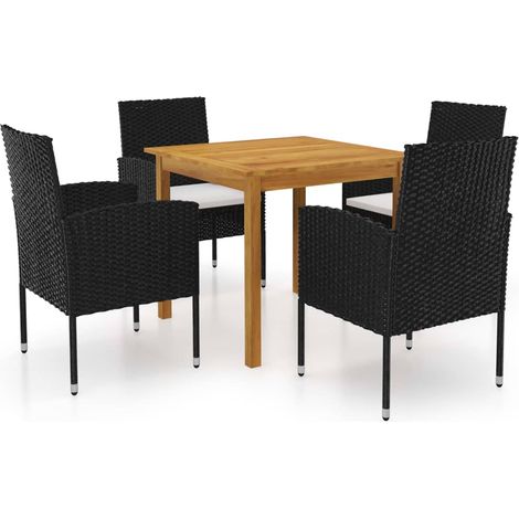 Ensemble de Jardin Modulaire en Polyrotin Noir 6 Pièces avec Coussins et Table Extensible  Canapé d'Extérieur Résistant aux Intempéries avec Rangement (1/5)