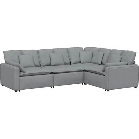 vidaXL Divano Modulare con Cuscini in Tessuto Grigio Chiaro (1/5)