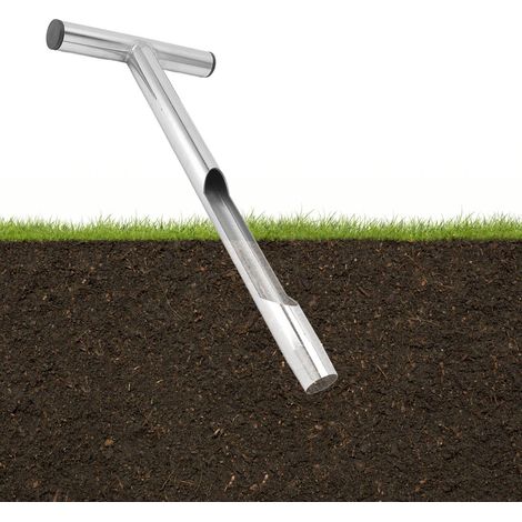 Kit d'analyse de sol avec poignée en T, en acier inoxydable, comprenant 2 sacs d'échantillonnage réutilisables pour l'agriculture et la sylviculture. (1/5)