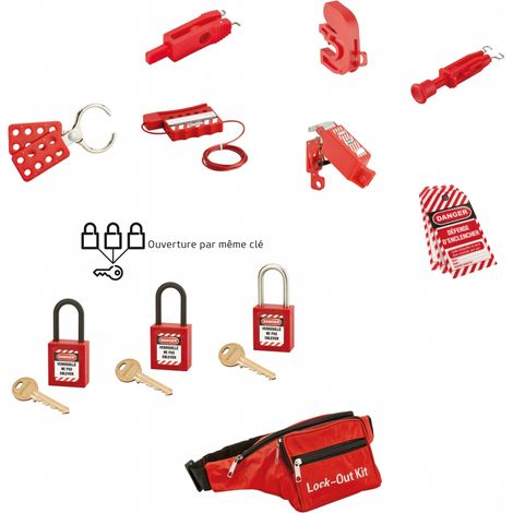 Kit di manutenzione elettrica, marsupio, blocchi, ganasce, lucchetti, Lockout Tagout LOTO - THIRARD