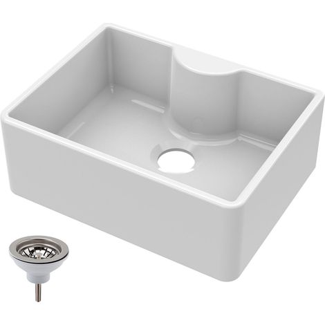 595mm - Single Bowl Fireclay Butler Kitchen Sink - Tap Ledge (1/5)