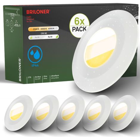 6er Set LED Bad Einbaustrahler LED Einbauleuchten Bad Spots CTS Flach Ra90 (1/5)