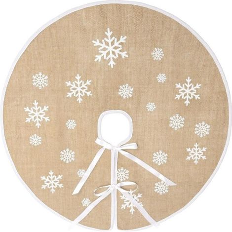 Falda para árbol de Navidad de estilo rústico, falda sencilla para árbol de Navidad color caqui, 90 cm (1/4)