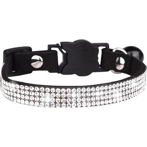 Wildleder-Katzenhalsband mit Strasssteinen – Verstellbares Kätzchenhalsband – Niedliches, glitzerndes Katzenhalsband – Sicherheitsverschluss